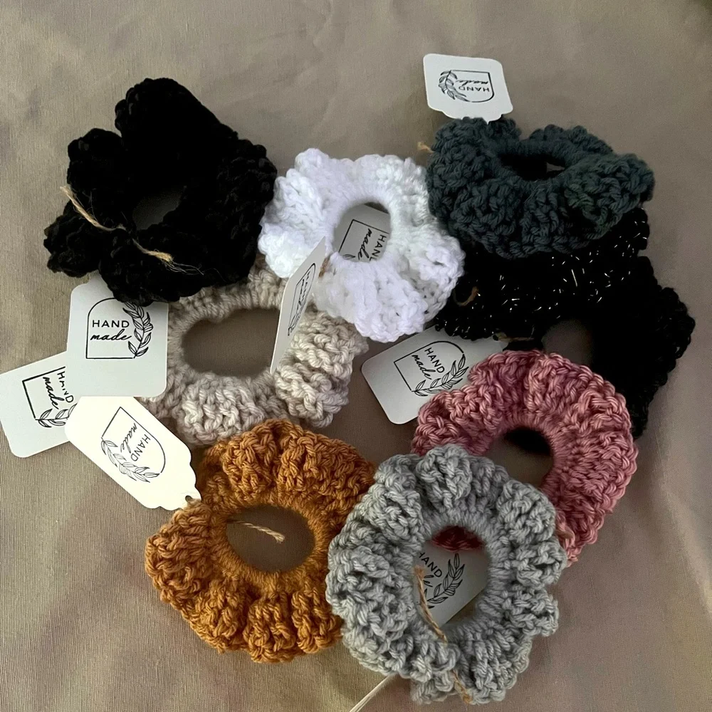 Hand Crocheted Scrunchies -Set of Three (random) - Picture 1 of 4